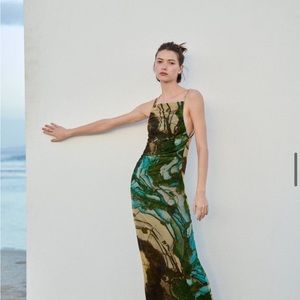 Printed Tulle Mesh Dress